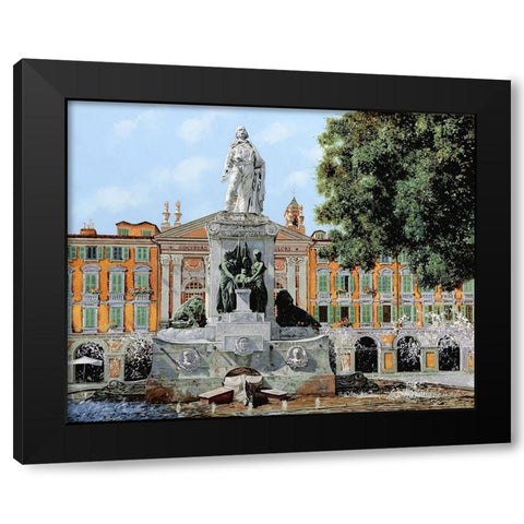 Place Garibaldi in Nice Black Modern Wood Framed Art Print with Double Matting by Borelli, Guido