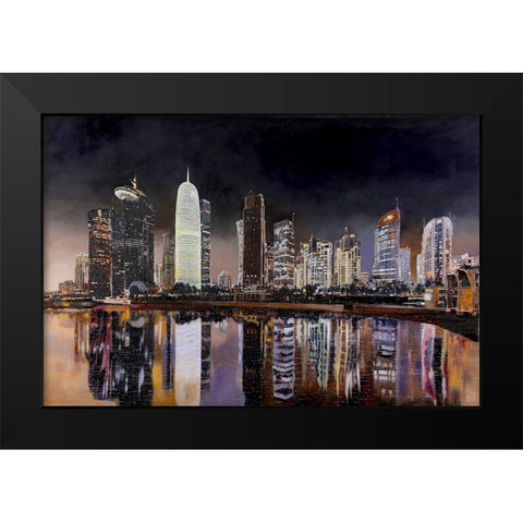 Doha Qatar Black Modern Wood Framed Art Print by Borelli, Guido