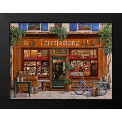 Torrefazione Black Modern Wood Framed Art Print by Borelli, Guido