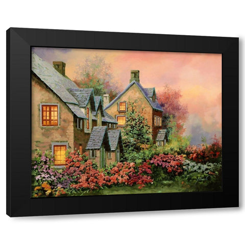 Tetti Viola e Luci Black Modern Wood Framed Art Print with Double Matting by Borelli, Guido