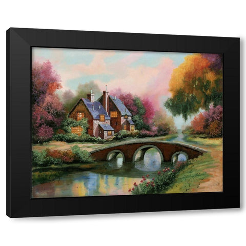Ponticello a colori Black Modern Wood Framed Art Print with Double Matting by Borelli, Guido