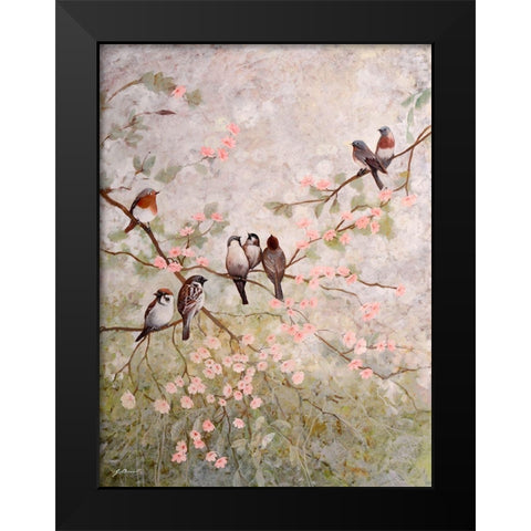 Decorazione con 8 uccelli Black Modern Wood Framed Art Print by Borelli, Guido