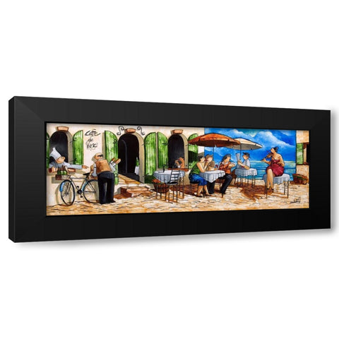 Monday Morning at Cafe da Vinci Black Modern Wood Framed Art Print with Double Matting by West, Ronald