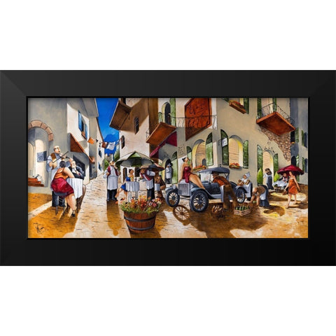 Lunch at Cafe de Vinci Black Modern Wood Framed Art Print by West, Ronald