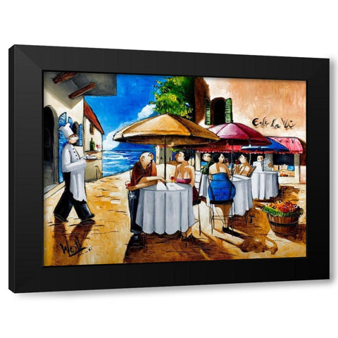 Cafe La Vi Black Modern Wood Framed Art Print with Double Matting by West, Ronald