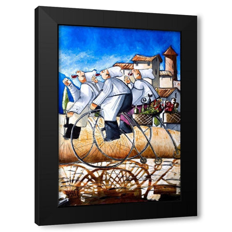 3 Chefs Black Modern Wood Framed Art Print with Double Matting by West, Ronald