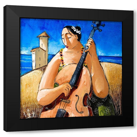 Musician III Black Modern Wood Framed Art Print by West, Ronald