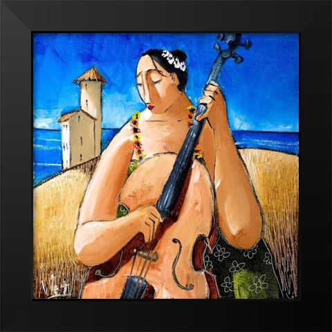 Musician III Black Modern Wood Framed Art Print by West, Ronald