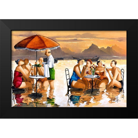 Water Restaurant Black Modern Wood Framed Art Print by West, Ronald