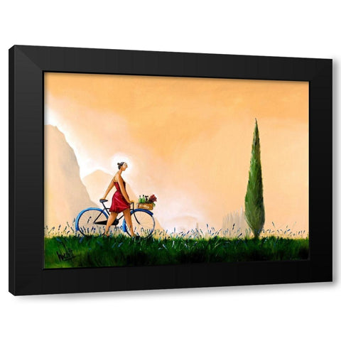 Strolling Angel Black Modern Wood Framed Art Print by West, Ronald