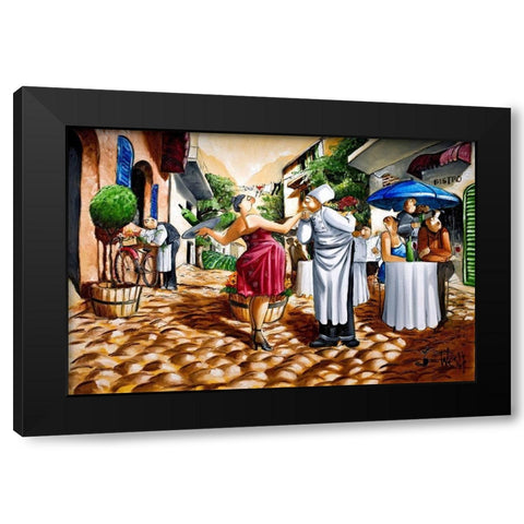 Romantic Chef Black Modern Wood Framed Art Print with Double Matting by West, Ronald