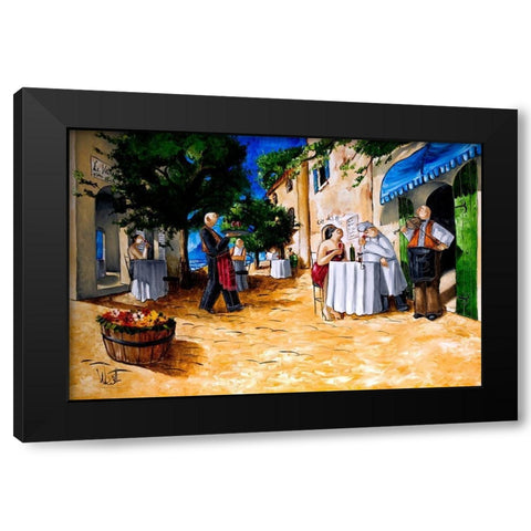Lunch at Cafe Le Vitto Black Modern Wood Framed Art Print with Double Matting by West, Ronald