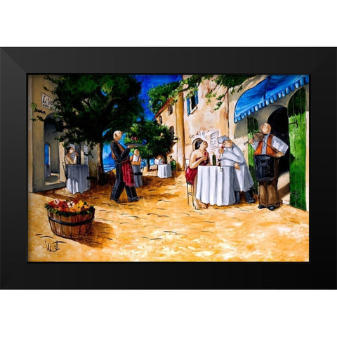 Lunch at Cafe Le Vitto Black Modern Wood Framed Art Print by West, Ronald