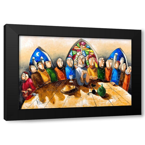 Last Supper Black Modern Wood Framed Art Print with Double Matting by West, Ronald