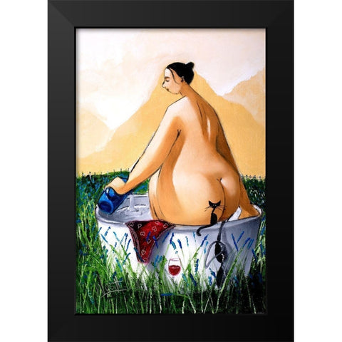 Private Bath Black Modern Wood Framed Art Print by West, Ronald