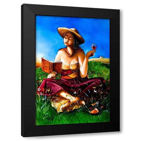 Lady of the Flowers Black Modern Wood Framed Art Print with Double Matting by West, Ronald