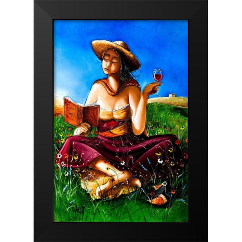 Lady of the Flowers Black Modern Wood Framed Art Print by West, Ronald