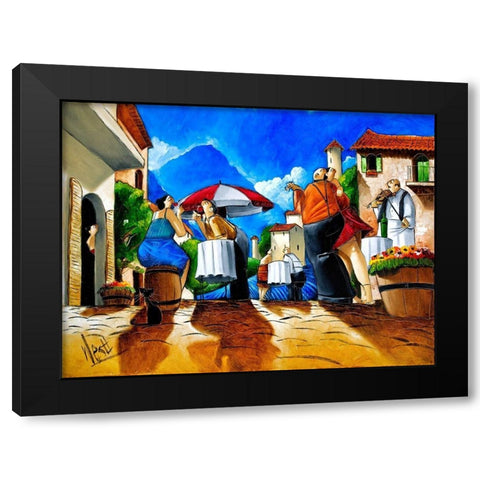 Couple Dancing Black Modern Wood Framed Art Print by West, Ronald