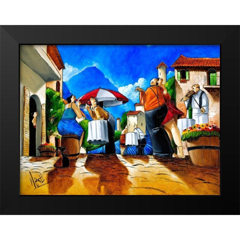 Couple Dancing Black Modern Wood Framed Art Print by West, Ronald