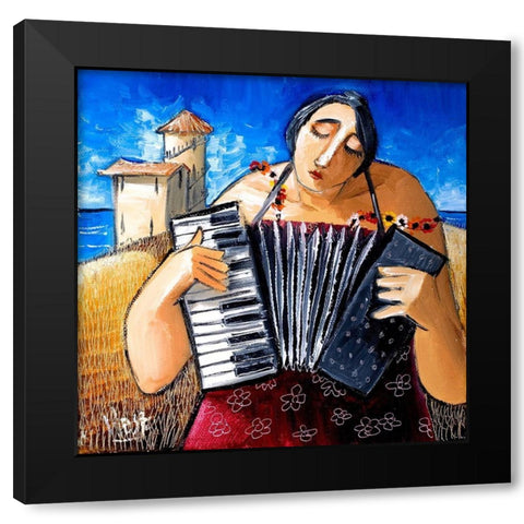 Musician II Black Modern Wood Framed Art Print with Double Matting by West, Ronald