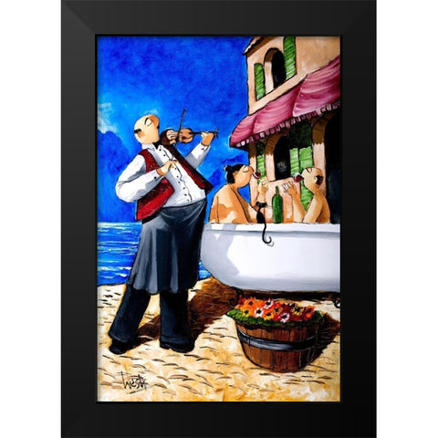 Bath and Violin Serenade Black Modern Wood Framed Art Print by West, Ronald
