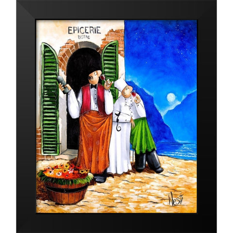 Epicerie Bistro Black Modern Wood Framed Art Print by West, Ronald