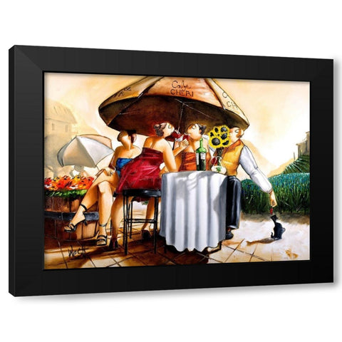 Cafe Cheri Black Modern Wood Framed Art Print with Double Matting by West, Ronald