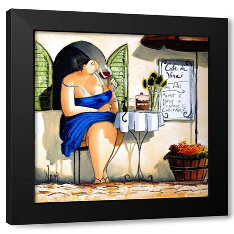 Wine Tasting at Cafe da Vinci II Black Modern Wood Framed Art Print with Double Matting by West, Ronald