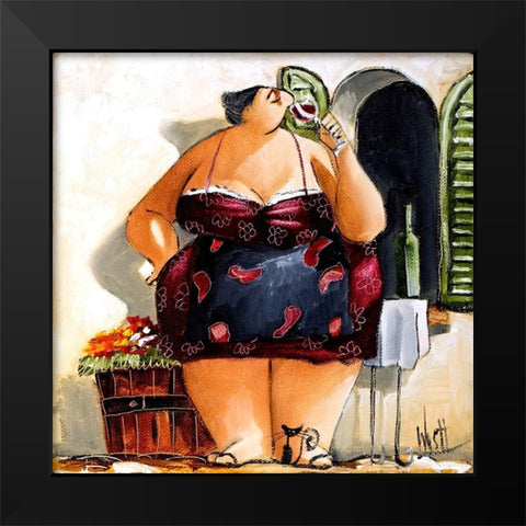 Waiting Black Modern Wood Framed Art Print by West, Ronald