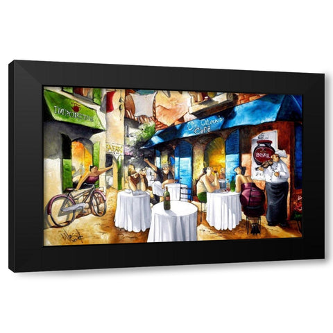 St. Olivers Cafe Black Modern Wood Framed Art Print with Double Matting by West, Ronald