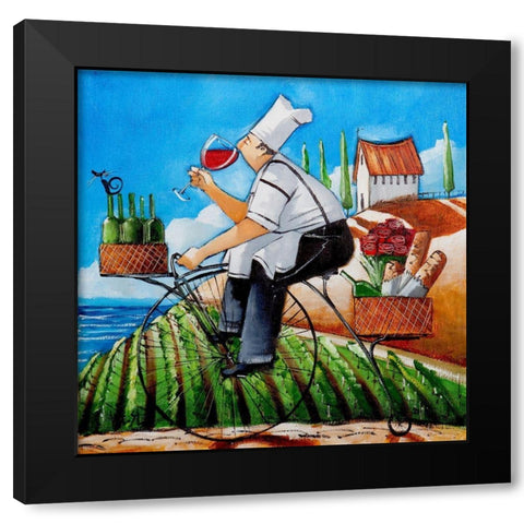 Chefs Delivery Black Modern Wood Framed Art Print with Double Matting by West, Ronald