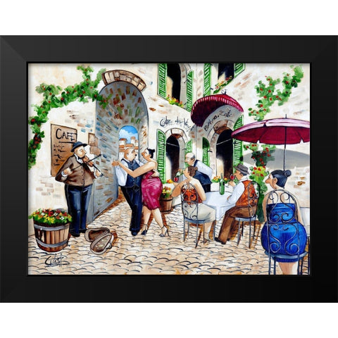 Corner Cafe at Cafe da Vinci I Black Modern Wood Framed Art Print by West, Ronald