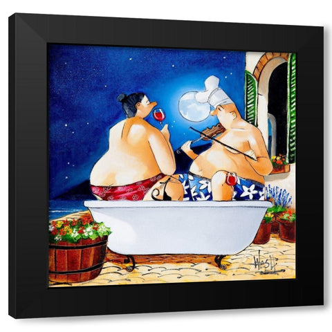 Moonlight Serenade Black Modern Wood Framed Art Print with Double Matting by West, Ronald