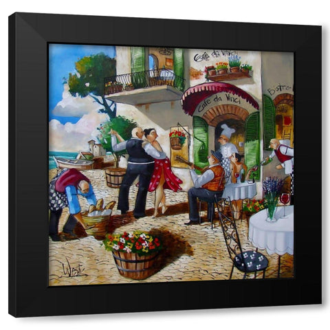 Lunchtime Lambada Black Modern Wood Framed Art Print with Double Matting by West, Ronald