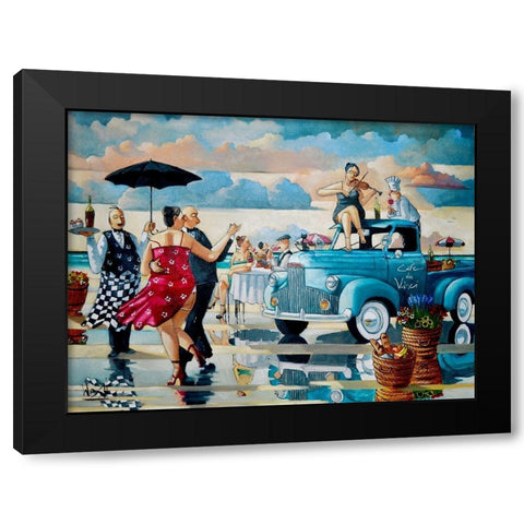 Beach Lambada I Black Modern Wood Framed Art Print with Double Matting by West, Ronald