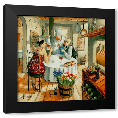 Private Lunch for Two Black Modern Wood Framed Art Print with Double Matting by West, Ronald