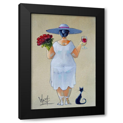 Lady with Roses I Black Modern Wood Framed Art Print with Double Matting by West, Ronald