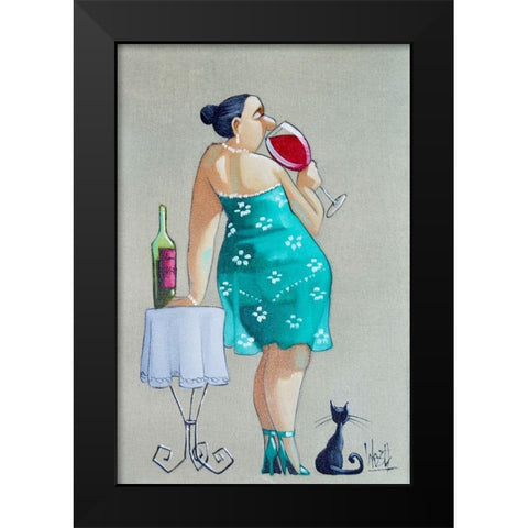 Lunch Break Black Modern Wood Framed Art Print by West, Ronald