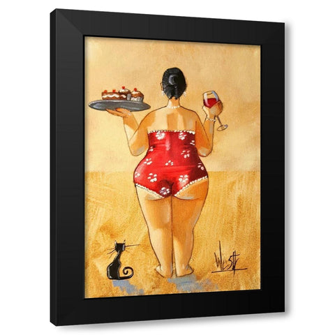 Cupcakes and Wine II Black Modern Wood Framed Art Print with Double Matting by West, Ronald