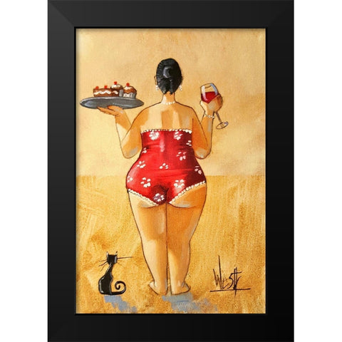 Cupcakes and Wine II Black Modern Wood Framed Art Print by West, Ronald