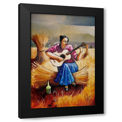 Harvest Girl I Black Modern Wood Framed Art Print by West, Ronald