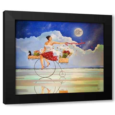 Spring II Black Modern Wood Framed Art Print with Double Matting by West, Ronald