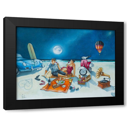 Evening Picnic Black Modern Wood Framed Art Print with Double Matting by West, Ronald