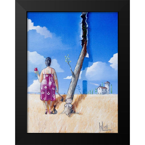 Aagh Black Modern Wood Framed Art Print by West, Ronald