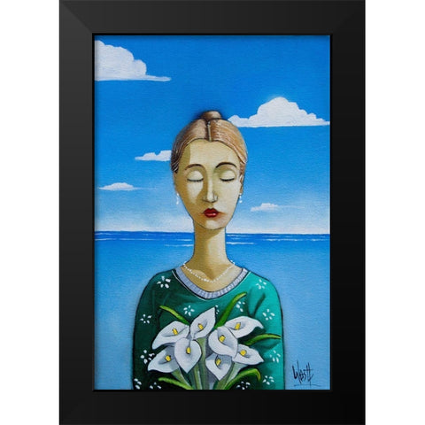 Lady and Lilies II Black Modern Wood Framed Art Print by West, Ronald