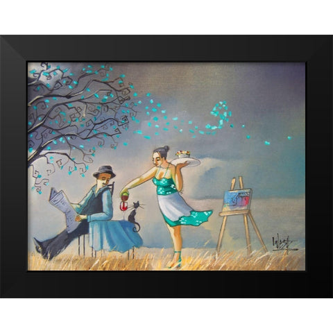 Ha!  I Wish Black Modern Wood Framed Art Print by West, Ronald