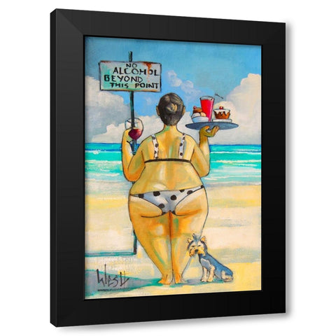 No Alcohol Beyond This Point II Black Modern Wood Framed Art Print with Double Matting by West, Ronald