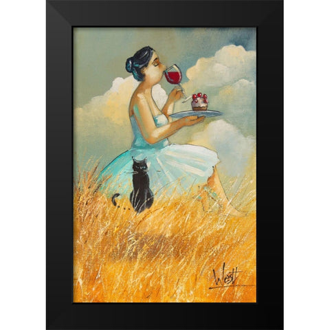 Watching Clouds Black Modern Wood Framed Art Print by West, Ronald