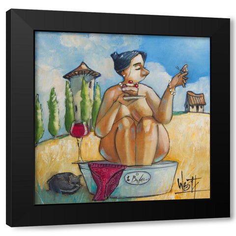 Me Time IV Black Modern Wood Framed Art Print with Double Matting by West, Ronald