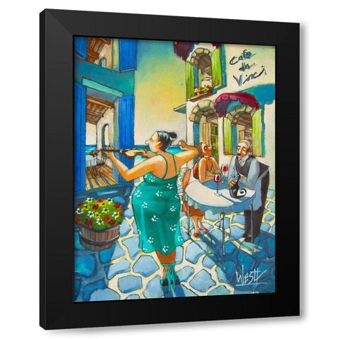 The Violinist III Black Modern Wood Framed Art Print with Double Matting by West, Ronald